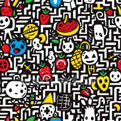 seamless Seamless 3D PBR Cartoon-style Graffiti Texture with Colorful Playful Characters texture 8k free download PBR