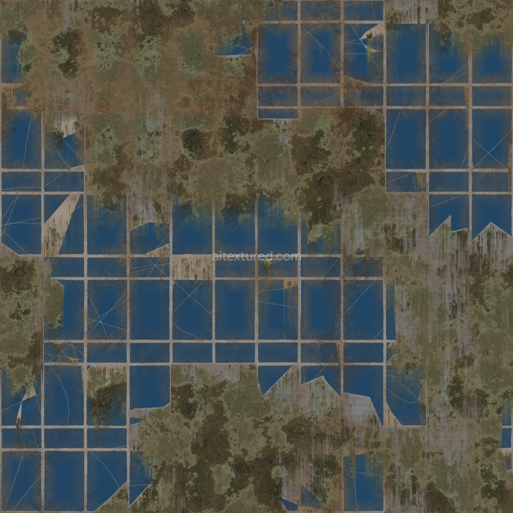 Seamless PBR tiles texture with blue and grunge features