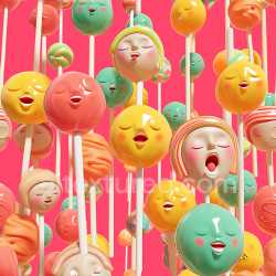 seamless Seamless 3D Inflated PBR Texture of Colorful Glossy Vinyl Candy Pops texture 8k free download PBR