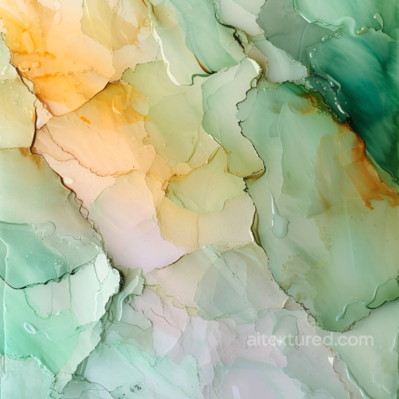 Alcohol Ink PBR Texture with Pastel Green and Ochre Fluid Layers Alcohol ink texture preview
