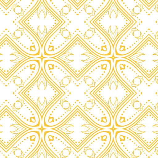 Seamless 3D PBR Texture with Intricate White and Gold Decorative Pattern