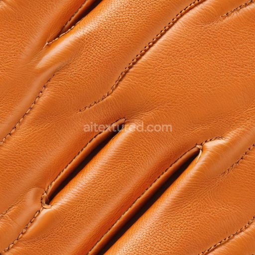 Seamless 3D PBR Texture of Smooth Tan Leather with Detailed Stitching and Natural Grain