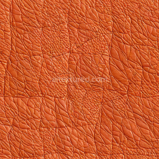 Seamless 3D PBR Wrinkled Orange Leather Texture with Deep Creases and Folded Grain