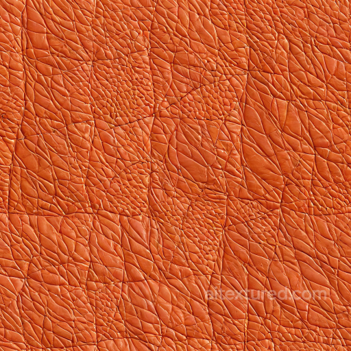 Wrinkled Orange Leather Texture with Deep Creases and Folded Grain seamless Leather PBR texture