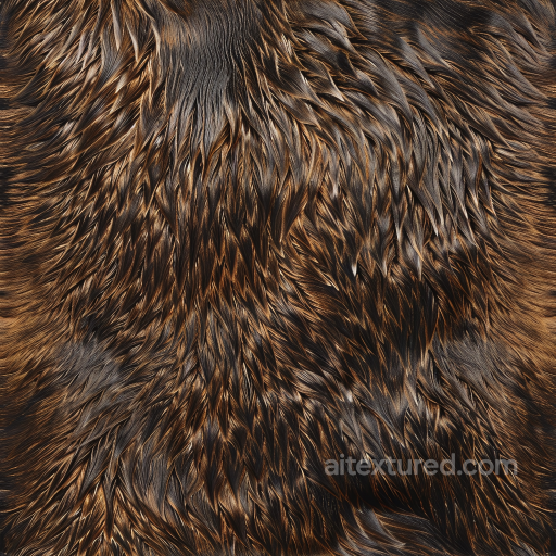 Fur Leather PBR Texture Featuring Long Wavy Brown and Black Strands seamless Leather PBR texture