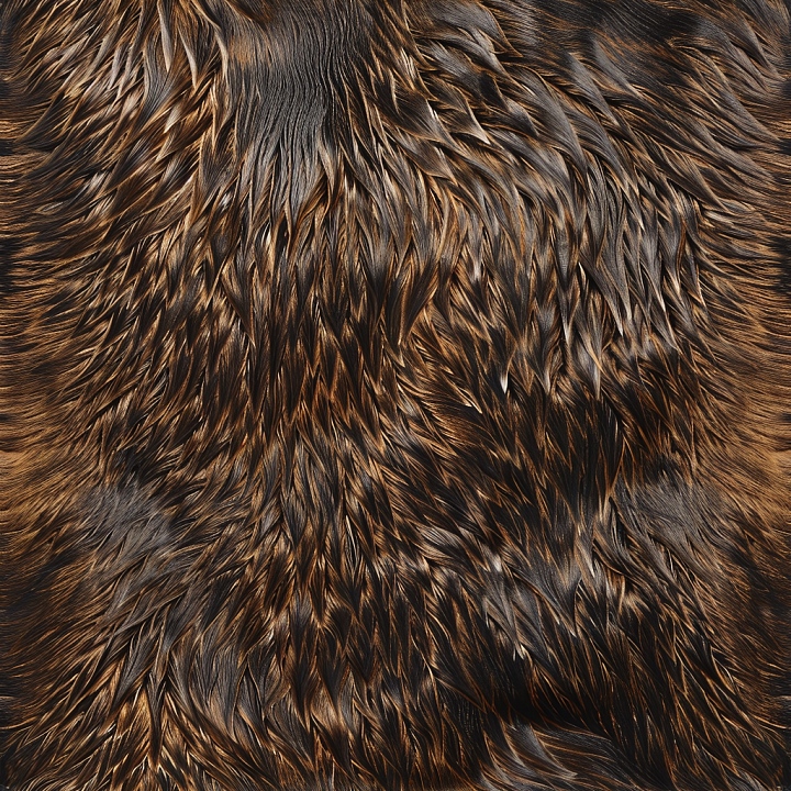 Fur Leather Featuring Long Wavy Brown and Black Strands seamless PBR texture preview