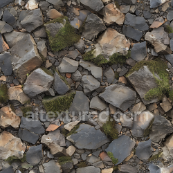 seamless Seamless 3D PBR Texture of Weathered Rocky Ground with Moss and Natural Stone Pieces texture 8k free download PBR