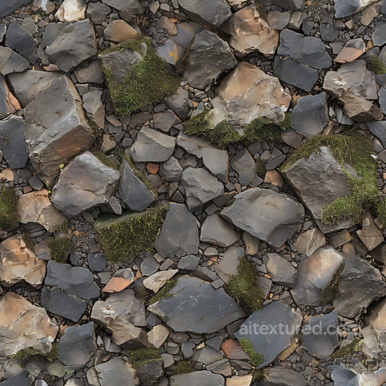 Stone Texture of Weathered Rocky Ground with Moss and Natural Stone Pieces Stone texture preview