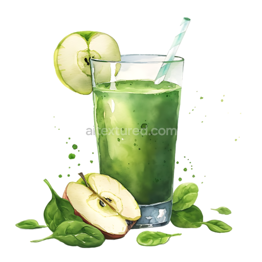 Fresh Green Apple and Spinach Juice Illustration for Healthy Breakfast