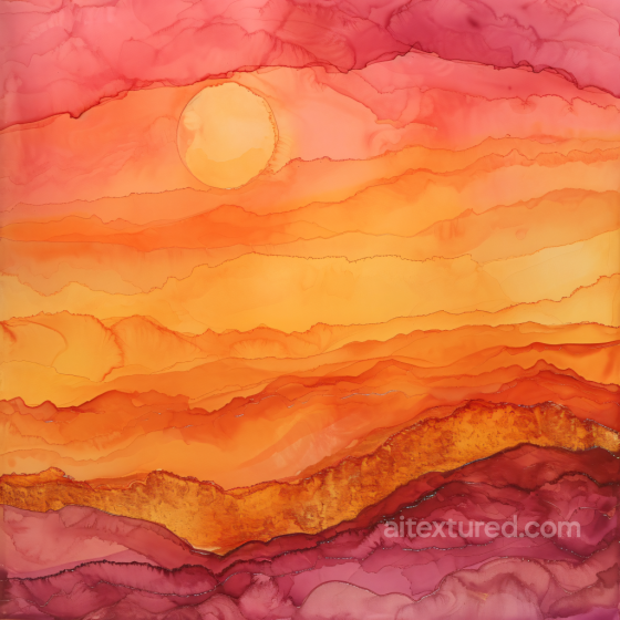 Alcohol Ink PBR Texture with Warm Sunset Landscape Layers Alcohol ink texture preview
