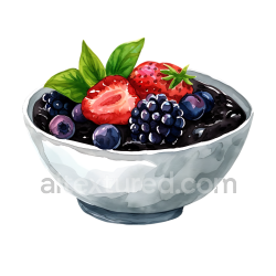 seamless Breakfast Black Rice Porridge Bowl with Berries and Fresh Greens Illustration texture 8k free download PBR