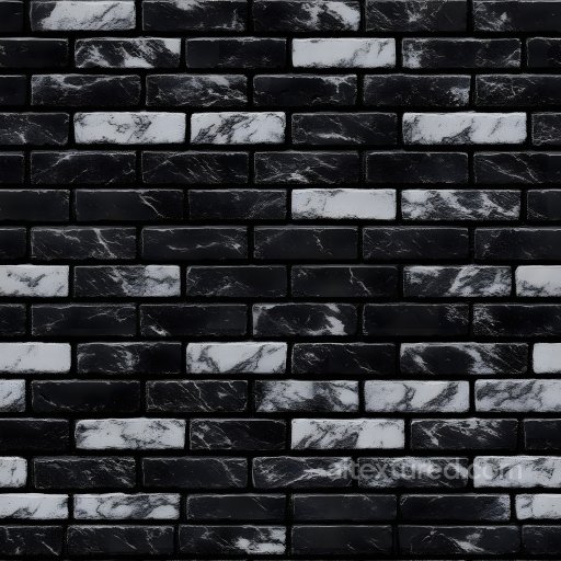 cracked black and white marble brick PBR texture with high-contrast veining seamless Brick PBR texture