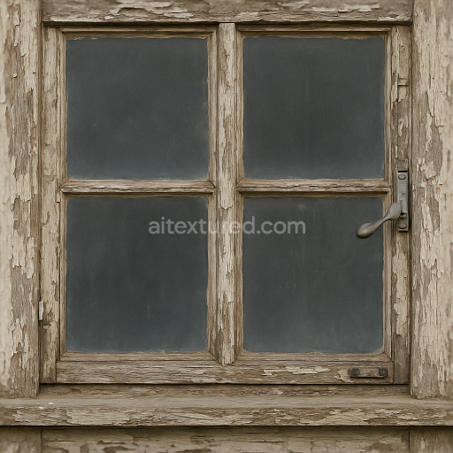 Seamless 8k PBR 3d texture of old window with chipped paint and old wood grain weathered surface