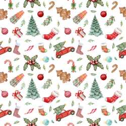 Pattern Bundle - Seamless 3D PBR Texture Featuring Christmas Watercolor Motifs Pattern texture preview