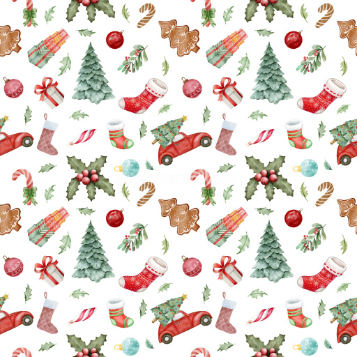 Pattern Bundle - Seamless 3D PBR Texture Featuring Christmas Watercolor Motifs Pattern texture preview
