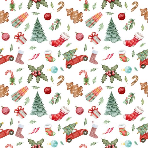 Featuring Christmas Watercolor Motifs Pattern seamless Pattern Bundle PBR texture