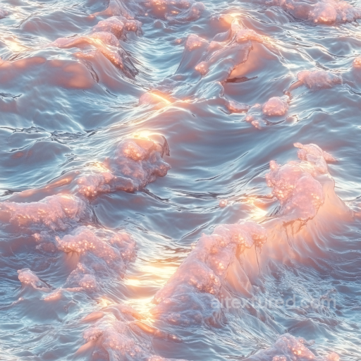 foam water PBR texture with glowing orange-pink highlights and dynamic wave patterns seamless Water PBR texture