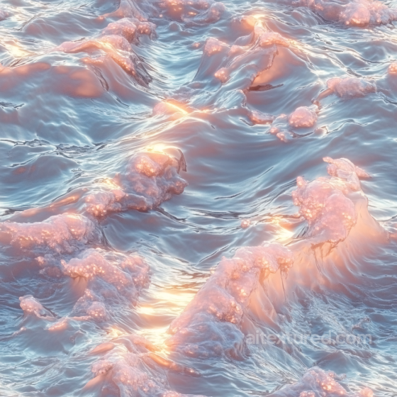 foam water PBR texture with glowing orange-pink highlights and dynamic wave patterns Water texture preview
