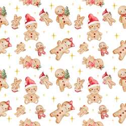 Pattern Bundle - Seamless 3D Pattern PBR Texture Featuring Cute Christmas Gingerbread Characters texture preview