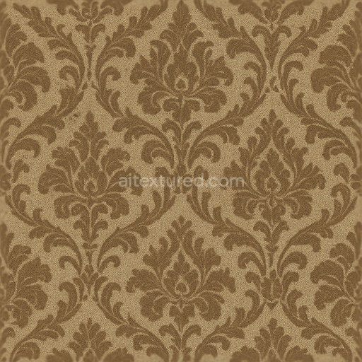 Seamless 3d texture pbr 8k vintage damask floral wallpaper with flocked raised velvet and textured linen weave