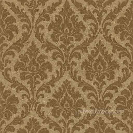 Vintage Damask Floral Wallpaper With Flocked Raised Velvet And Textured Linen Weave seamless Wallpaper PBR texture