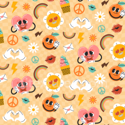 seamless Seamless 3D PBR Texture Featuring Colorful Happy Face Cartoon Pattern texture 8k free download PBR