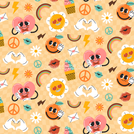 Preview — Seamless 3D PBR Texture Featuring Colorful Happy Face Cartoon Pattern