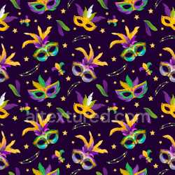 Pattern Bundle - Seamless 3D Pattern PBR Texture Featuring Colorful Mardi Gras Masks and Feathers texture preview