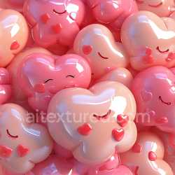 seamless Seamless 3D Inflated Glossy Heart-Shaped Vinyl PBR Texture in Pink Shades texture 8k free download PBR