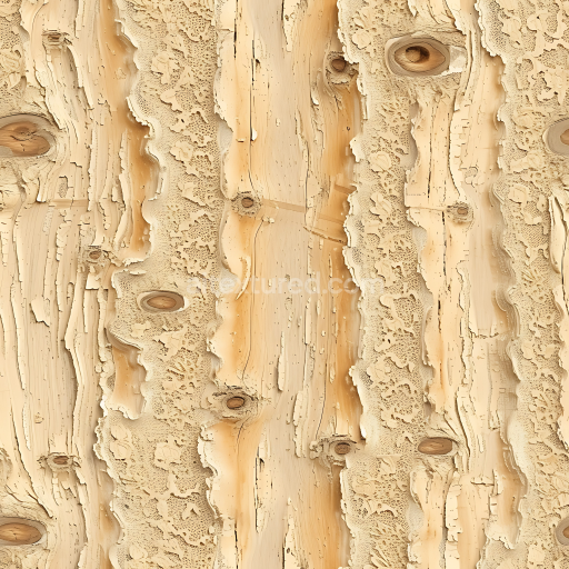 Seamless 3D PBR texture of peeling bark wood with natural knots and weathered surface