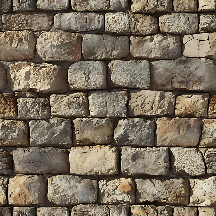 Weathered Stone Wall with Rough Carved Blocks seamless PBR texture preview