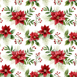 seamless Seamless 3D PBR Texture of Watercolor Christmas Poinsettias and Greenery texture 8k free download PBR