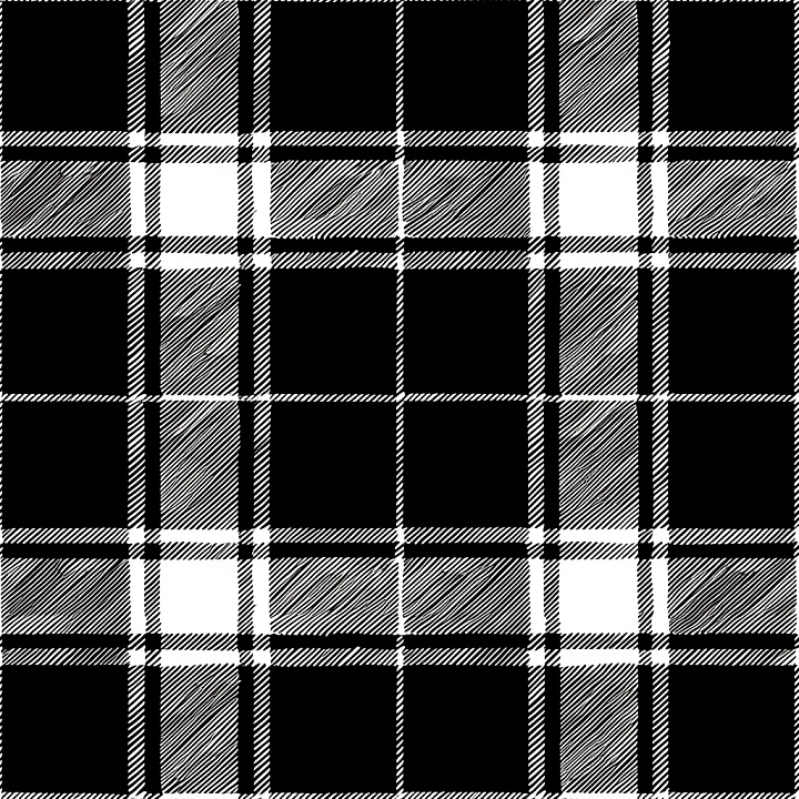 Of Black And White Plaid Fabric With Linear Hatching Pattern seamless PBR texture preview
