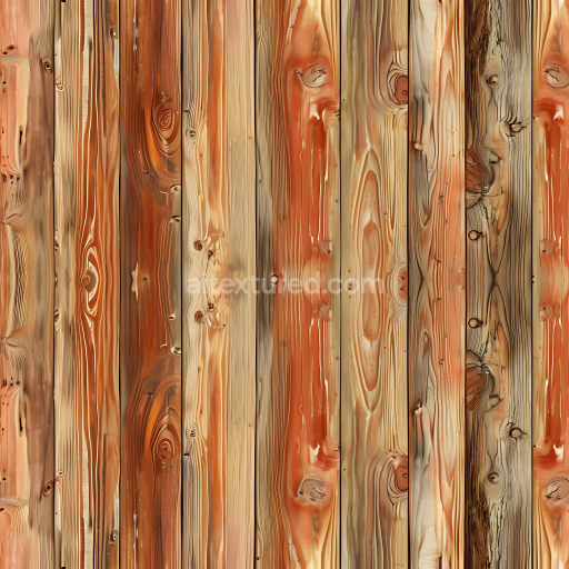 Seamless 3D Rustic Pine Wood PBR Texture with Knotted, Weathered Planks