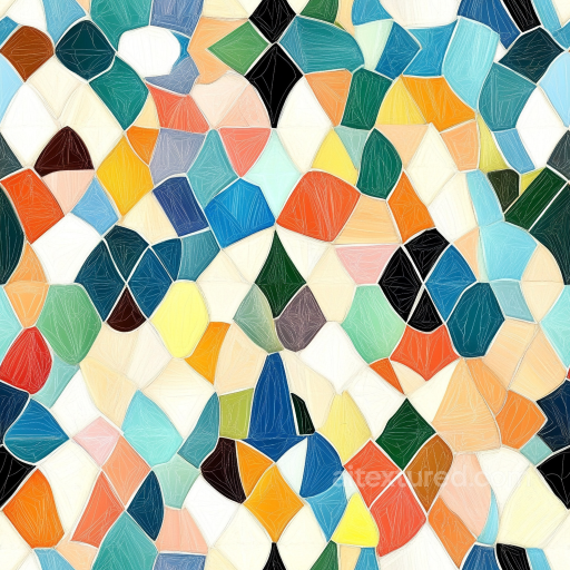 mosaic PBR texture with colorful irregular ceramic tiles and matte finish seamless Mosaic PBR texture