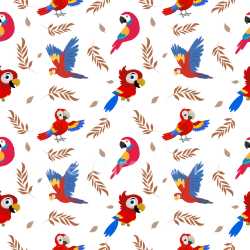 Pattern Bundle - Seamless 3D Parrot Motif Pattern PBR Texture with Tropical Leaf Accents texture preview