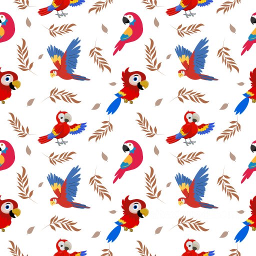 Parrot Motif Pattern PBR Texture with Tropical Leaf Accents seamless Pattern Bundle PBR texture