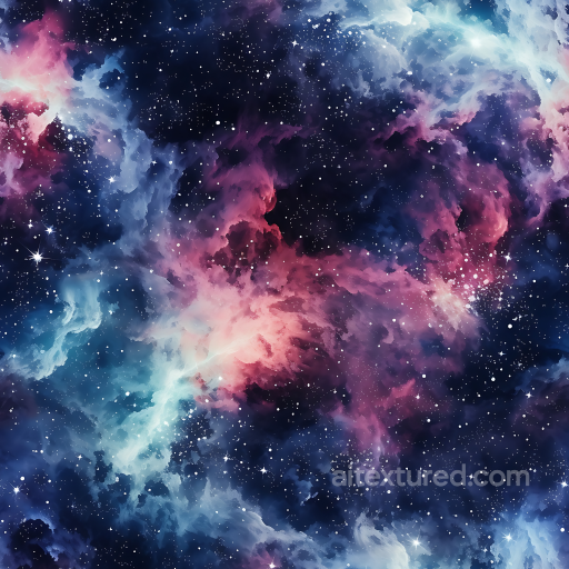 Space PBR Texture Featuring Vibrant Nebula Clouds and Starfield seamless Star, space, planets PBR texture