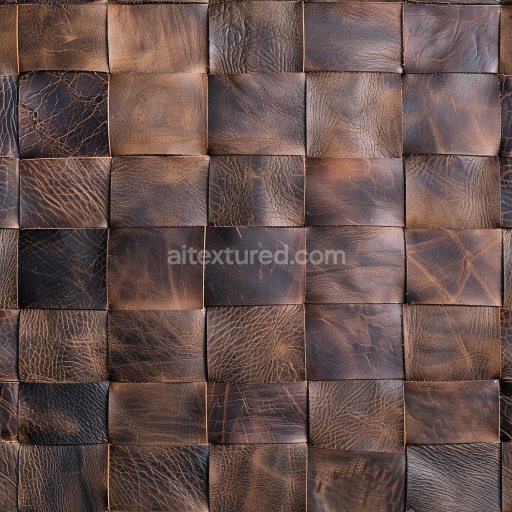 Seamless 3D Patchwork Distressed Brown Leather PBR Texture with Varied Grain