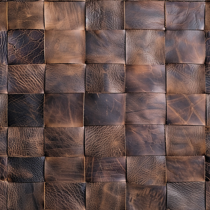 Patchwork Distressed Brown Leather with Varied Grain seamless PBR texture preview