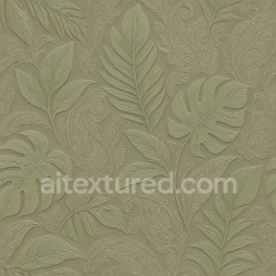 seamless Seamless 3d texture pbr 8k tropical leaves paisley wallpaper with embossed satin finish and muted colors texture 8k free download PBR