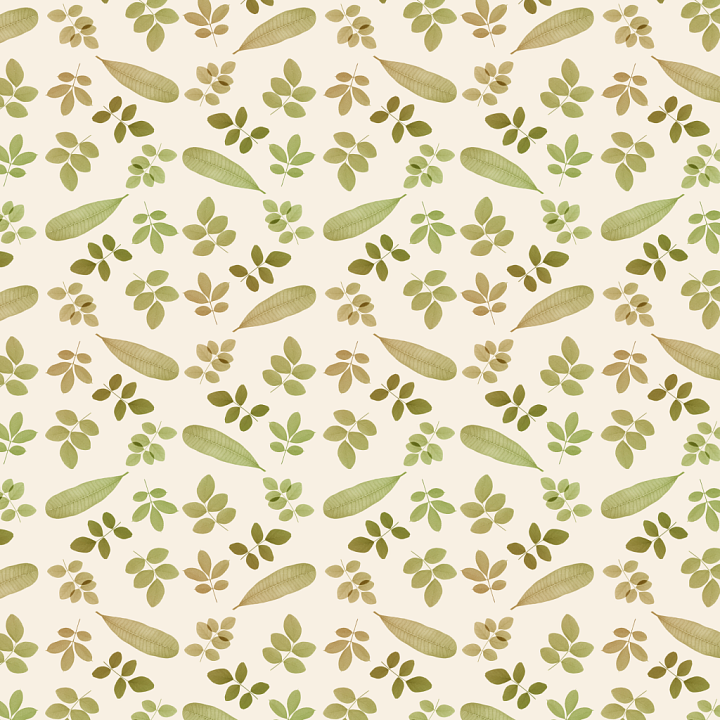with Delicate Green Wild Flower Leaf Motif on Cream Background seamless PBR texture preview
