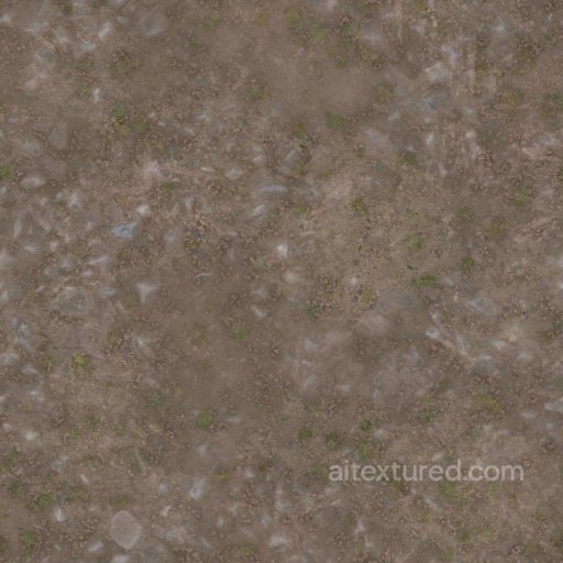Sandy Trail Texture with Rocks, Pebbles and Plants | Free PBR seamless Ground surface PBR texture