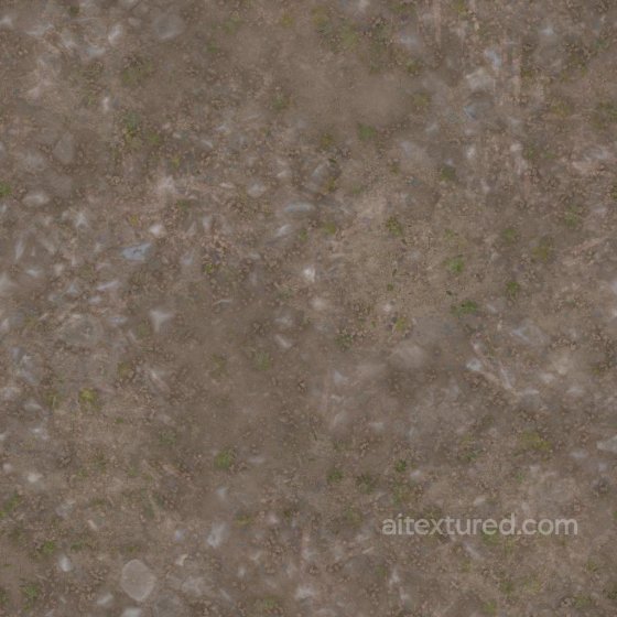 Sandy Trail Texture with Rocks, Pebbles and Plants | Free PBR Ground surface texture preview
