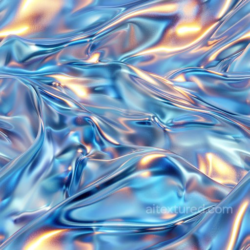 Seamless 3D PBR Texture of Glossy Blue Wrinkled Surface with Reflective Highlights texture preview