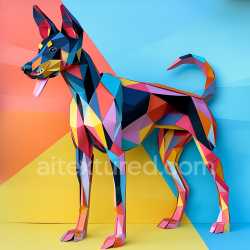 seamless Seamless 3D PBR Texture of Colorful Doberman Pinscher Origami Style texture 8k free download PBR