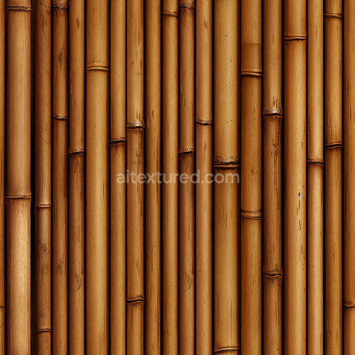 Seamless 3D PBR Texture of Vertical Bamboo Culms with Natural Brown Finish