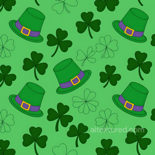 St Patrick's Day Shamrock and Leprechaun Hat Pattern Texture seamless St patrick digital paper bundle PBR texture