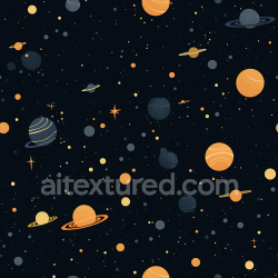seamless Seamless 3D Space PBR Texture with Cartoon Planets and Stars texture 8k free download PBR