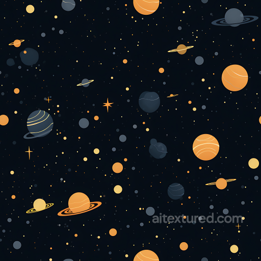 Space PBR Texture with Cartoon Planets and Stars seamless Star, space, planets PBR texture